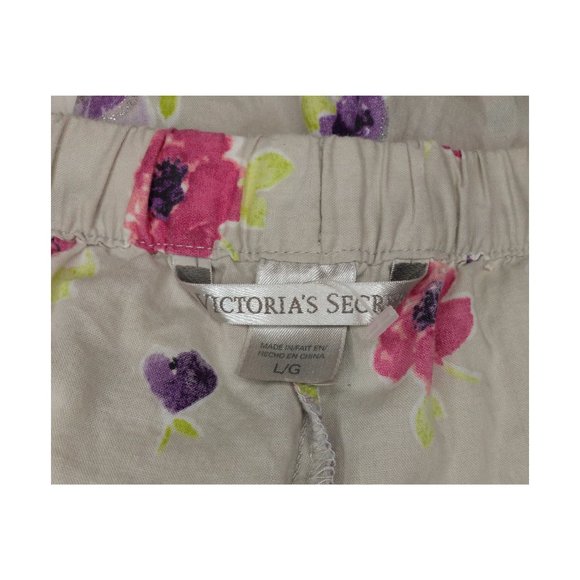 VICTORIA'S SECRET | Cotton Khaki Floral Glitter PJ Lounge Pants | Large - Picture 2 of 4
